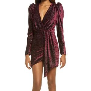 Lavish Alice Diamante Long Sleeve Velvet Minidress